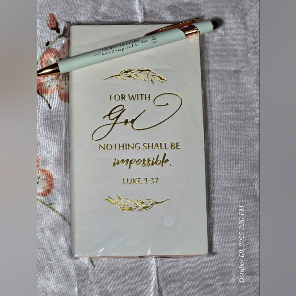 Inspirational journal with Gold Lettering & matching stylus pen
